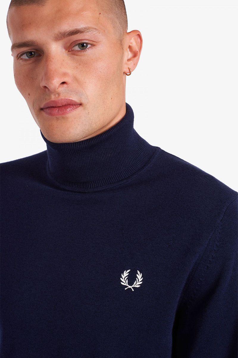 Navy Fred Perry Roll Neck Jumper Men's Knitwear | PH 1319VRWD